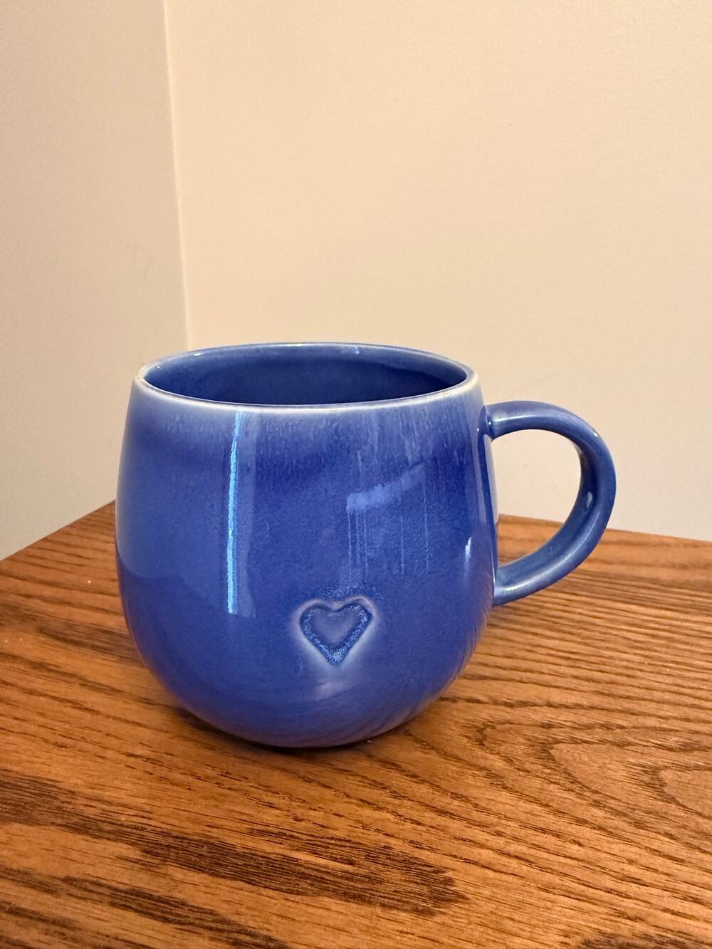 Alofmo Heart-Embellished Blue  Stoneware Coffee Mug NEW 16 OZ